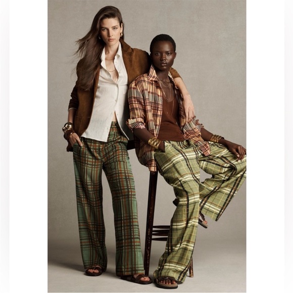 NWT Zara ZW Collection Linen Checkered Pants - Picture 6 of 16